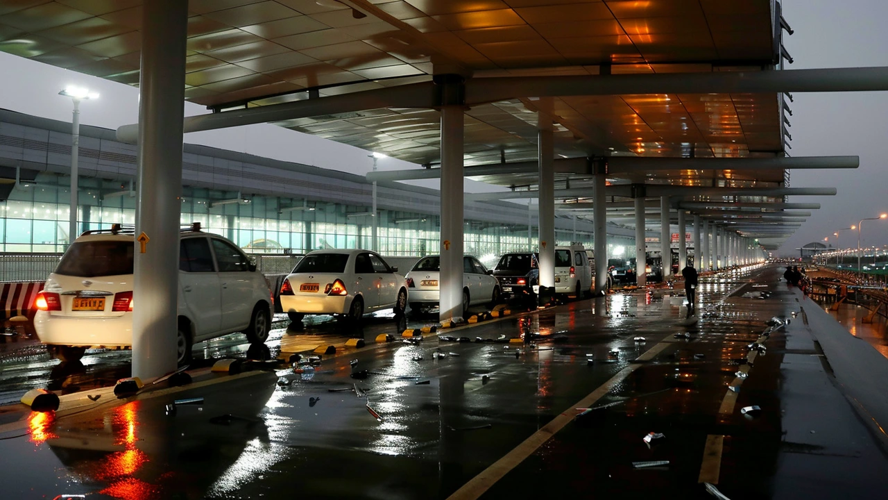 दिल्ली एयरपोर्ट पर छत के स्तंभ गिरने से गंभीर हादसा, कई गाड़ियों के हुए परखच्चे