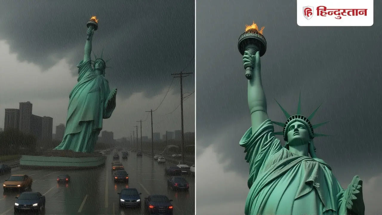 ब्राजील में स्वतंत्रता की मूर्ति की प्रतिकृति तूफान में गिर गई